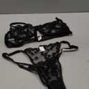 Lilosy Sexy Cute Underwire Push Up Strappy Heart Embroidered Mesh Sheer Lingerie Set for Women Bachelorette See Through Bra and Panty 2 Piece Black Medium