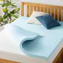Best Price Mattress 1.5 Inch Ventilated Memory Foam Mattress Topper, Cooling Gel Infusion, CertiPUR-US Certified, Twin XL, Blue