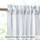 ZJDECOR Farmhouse Cotton Blended Tiers Cafe Curtains 24 Inches Long,Blue Vertical Stripe on White Rustic Light Filtering Small Window Curtain for Bathroom RV,Rod Pocket,27"Wx24L(Pack of 2),Blue/White