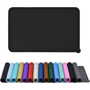 Waterproof Pet Feeding Mat with High Raised Edges, Heavier and Thicker Placemats for Cat Dog Water Bowl with BPA Free, Dogs Cats Food Mats for Messy Drinkers to Prevent Spill and Protect Floors (24" x 16", Black)