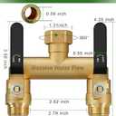 Hose Splitter 2 Way Heavy Duty, Full Flow Garden Hose Splitter with 2 Long Metal Handles, Brass Rust and Freeze Resistant Water Hose Bib Splitter, T Adapter Connector with 3/4 - Inch GHT ThreadBlack