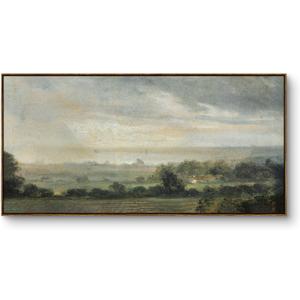 InSimSea Extra Large Framed Vintage Wall Art, Living Room Country Farmhouse Decor, Wild Field under Sky Landscape Paintings, Canvas Prints, Scenery Long Picture for Bedroom Above of Bed,24x48inch