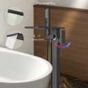 Freestanding Bathtub Faucet with Handheld Sprayer, Matte Black Floor Mount Tub Filler, High Flow Waterfall Brass Bath Shower Faucet for Modern Bathroom