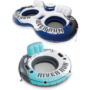 Intex 58837EP River Run Inflatable 2 Rider & Single Rider Inflatable Innertube Float with Built-in Cooler