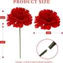 Silk Carnation Flower, 50 Artificial Flowers, Used for Wedding Decoration DIY Handmade Flowers, Carnation Flower Diameter 3.5 Inches and 6 Inches Stem (Red)