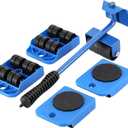 Heavy-Duty Furniture Moving Tool with Wheels, Featuring a Height-Adjustable Lifting Lever and Four-Wheel Sliders, Suitable for Sofas, refrigerators, and Washing Machines. (Blue)