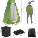 Portable Toilet Kit with Pop-Up Privacy Tent, All-in-One Outdoor Bathroom & Changing Room with Camping Toilet Seat, Waste Bags, LED Light for Camping, RV, Road Trip (Toilet with Green Tent)