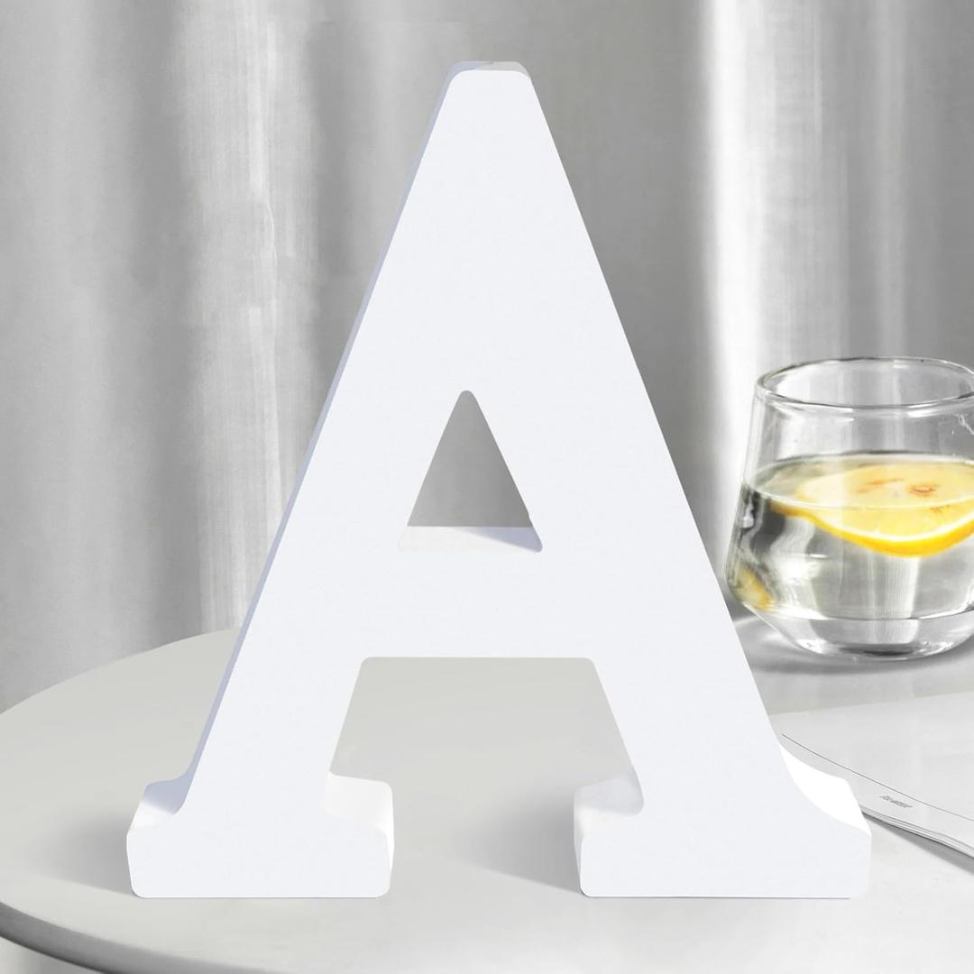 White Wooden Letters 12 Inch for Wall Decor,Large Unfinished Wood Letters for Home,Wooden Alphabet Letters for Crafts,Standing Garden Board or Room Name Signs DIY Carft (A)