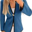 Saodimallsu Womens V Neck Cardigan Sweaters Long Sleeve Button Dressy Casual Color Block Knit Sweater Blazer Medium