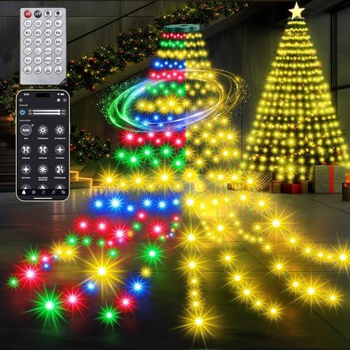 CheaperPremium 30 Modes Ring Christmas Tree Lights - 10Ft x 12 Lines 432 LED Easy App Control Color Changing Timer Remote (Warm White to Multicolor)