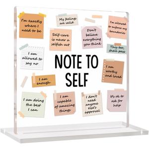 Gifts for Mental Health Desktop Therapists Note To Self Positive Affirmation Gifts for Women Men Friends Office Desk Acrylic Sign, Counseling Office Art Decorative Signs for Desk Shelf Tabletop Cubicle
