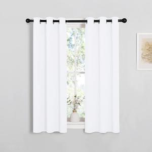 NICETOWN Draperies Curtains Panels, 2 Panels, 29 by 40, White, Blocking Out 50% Sunlight Window Treatment Curtains, Grommet Top Small Window Drapes for Bedroom