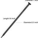 16 Inch Rebar Stakes, Ground Stake, 1/2 Inch DiameterGalvanized Steel Ground Anchors, Landscpe Stakes, Heavy Duty Metal SpikesAsphalt Anchor,Used for Speed Bump Wheel Stop and Camping (6 Pack)