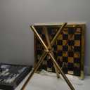 Deco 79 Aluminum Metal Chess Table Game Set, 22" x 22" x 25", Gold