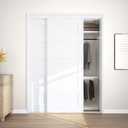 JUBEST Sliding Closet Door 60"(Double 31") x80, 5-Panel Steel Frame Bypass Primed Door with Top & Bottom Track Kits, Preassembled Hardboard Panels with Paintable Surface, Durable & Sturdy