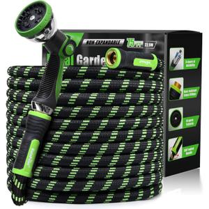 RAINPOINT 75 Foot Garden Hose - No-kink 304 Metal Garden with 10 mode Nozzle - Brass Connection, Swivel Handle, Flexible Hose,Lightweight, Puncture