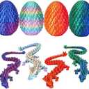 TBOLINE 3D Printed Easter Dragon Egg - Perfect Basket Essentials Stuffers, 4 Pack Prefilled Easter Eggs Filled with Toys, Small Articulated Crystal Animals Fidget Toy for Kid (4PCS1)