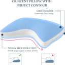 Cooling Contour Pillow for Side and Back Hot Sleepers Curved Memory Foam Pillow for Neck and Shoulder Pain Relief - Adjustable Shredded Memory Foam with Washable Cover, White Standard Size