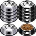 Hillban 10 Pcs Stainless Steel Cat Bowls for Food and Water, 7oz Non-Slip Small Pet Bowls with Removable Rubber Base for Cats Small Dogs Stackable Feeding