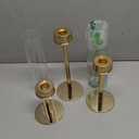 Rose Gold Taper Candle Holder Set, 3pcs Glass Hurricane Tall Candlestick Holders, Vintage Candelabra, Premium Gift Set for Home Decor Aesthetic, Birthday Parties, Weddings & Christmas Decorations