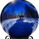 10 Inch Stainless Steel Gazing Globe,v2croft Hollow Ball Mirrored Surface Polished Shiny Sphere,Garden Stainless Steel Gazing Ball for Outdoor Lawn Pond Yard Ornament(Blue)