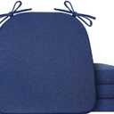 Chair Cushions for Dining Chairs Set of 4, Non Slip Kitchen Chair Pads, 17" x 16" x 2", Indoor Dining Chair Cushions with Ties, Seat Cushion for Kitchen Chairs, Chair Pads, Navy Blue