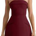 XXTAXN Women's Summer Sexy Sleeveless Tube Formal Party A-line Tulip Back Zipper Mini Dress (Winered) S