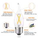 AIELIT Dimmable E26 LED Bulb 25W Equivalent, Candelabra Light Bulbs, Energy Efficient 2W, Warm White 2700K, 200lm Flame Tip CA10 LED Light Bulb for Pendant Chandeliers Wall sconces, 4 Pack