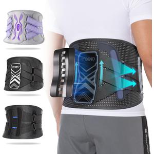 Fit Geno Back Brace for Lower Back Pain Relief: Adjustable Support with Ergonomic Lumbar Pad for Herniated Disc Sciatica and Lumbar Strain - Breathable Design for Men & Women (L/XL)