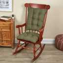 Klear Vu Omega Non-Slip Rocking Chair Cushion Set, Assembled in USA, Thick Padding & Tufted Design, Includes Seat Pad & Back Pillow with Ties, 17x17 Inches, 2-Piece Set, Tyson Green