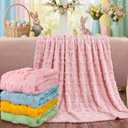 Tudomro Bunny Throw Blanket 50x60 Inch 3D Embroidered Bunny Throws Cozy Soft Rabbit Blanket for Sofa Couch Bed Sofa Home Decor, Birthday Gifts(1 Pack, Pink)