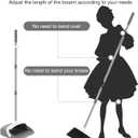 NACENA Broom and Dustpan Set, 52-in Long Adjustable Handle Broom Dustpan Combo with Dustpan Teeth to Automatically Clean Hair Suitable for Home Kitchen Office Hall Floor(Grey&White)