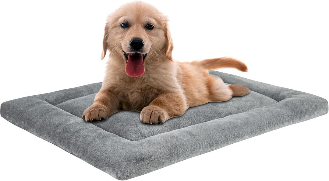 KHONSU PET Dog Bed Mat Crate Pad for Up to 25 lbs Dogs with Reversible Sides for Cold and Hot Seasons, Completely Washable Cushioned Pad 1.1inch Thin Dog Bed, S