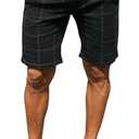 Mens Slim Fit Shorts Plaid Chino Golf Short Lightweight Skinny Casual Summer Plaid Pants for Men