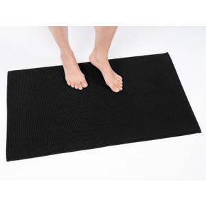 Cotton Paradise 100% Cotton Non Slip Bath Mats for Bathroom, 17x24 inch Soft Absorbent Quick Dry Machine Washable Floor Bath Mat, Black