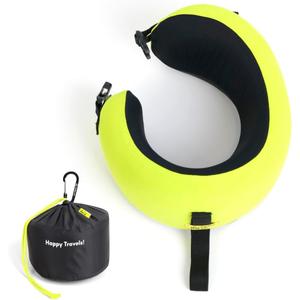 C CUSHION LAB Travel Pillow, Award-Winning Patented Ergonomic Design for Chin & Neck Support Memory Foam Neck Pillow, Compact Airplane Pillow for Traveling, Flight, Car (Spark, Medium)