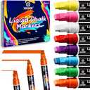 IJIANG Chalk Markers Neon 8 Colors, Jumbo Liquid Chalk Markers with 10mm 3-in-1 Tips Perfect for Blackboard Whiteboard Chalkboard and Window Cars Glass Mirror, Dry & Wet Erase Pens