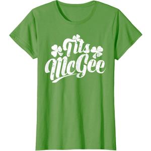 Tits McGee Vintage St. Patrick's Day Funny Shamrocks Retro T-Shirt XS