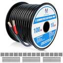 MICTUNING 18 Gauge Wire 100FT 2 Conductor Electrical Wire, 18 AWG Wire Stranded PVC Cord, 12/ 24V Low Voltage/ Tinned Copper/ Flexible/ 18/ 2 Wire for Automotive Wire LED Strips Lamp Lighting Marine