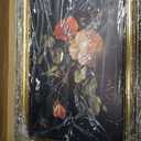 Vintage Gold Framed Moody Floral Wall Art,Dark Rose Still Life Canvas Print | Antique Moody Botanical Wall Decor,Dark Floral Aesthetic Painting,Rustic Cottagecore Artwork for Living Room Bedroom 16x24in
