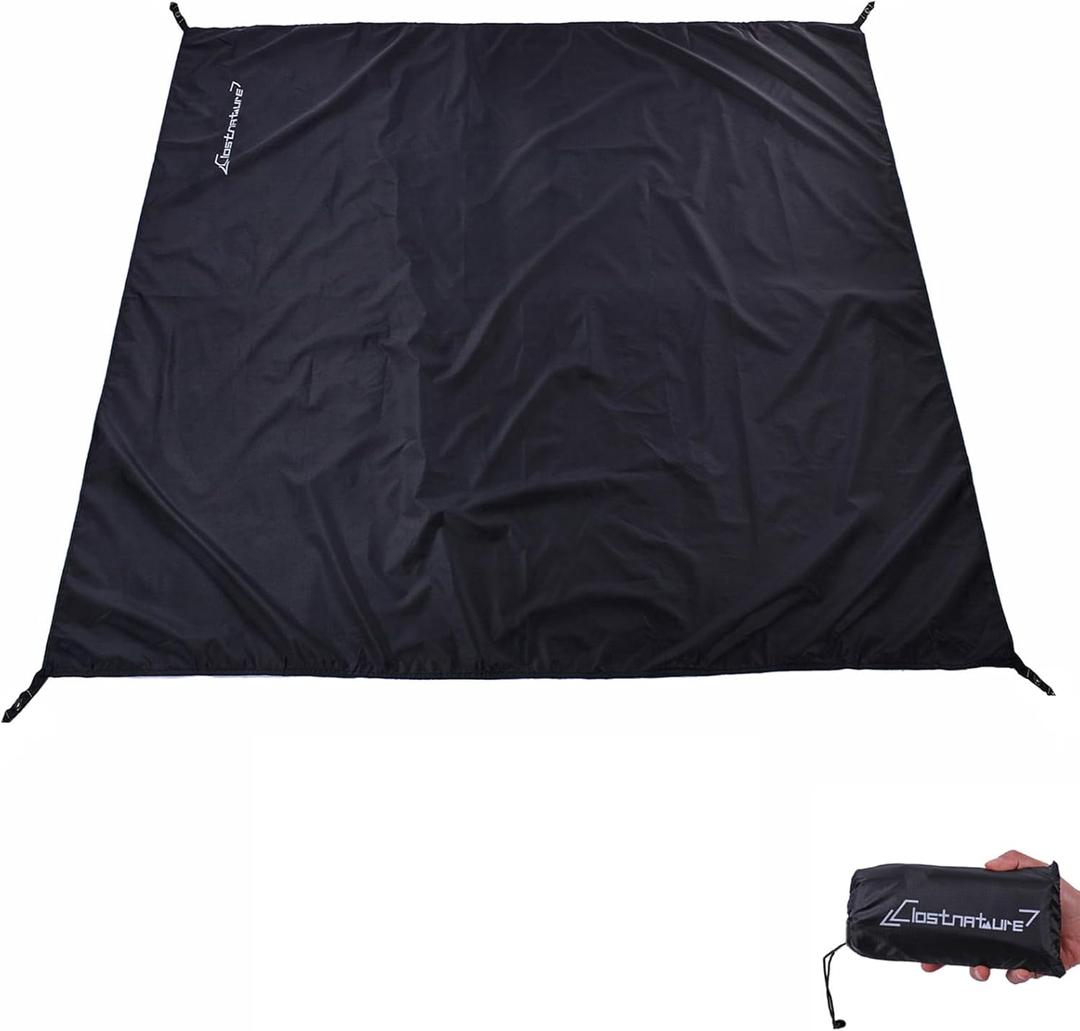 Clostnature Tent Footprint - Waterproof Camping Tarp, Heavy Duty Tent Floor Saver, Ultralight Ground Sheet Mat for Hiking, Backpacking, Hammock, Beach - Storage Bag Included (87'' x 59'', Black)