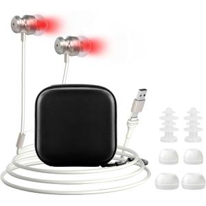 Red Light Therapy Device Upgraded 2-in-1 Red Light Therapy Device for Tinnitus Relief  650nm Red Light for Ears & Nose with USB & Type-CIncludes Soft Silicone Tips and Storage Box (White)