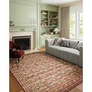 Loloi Rifle Paper Co. Courtyard Collection COU-05 Terracotta 7'-6" x 9'-5" Area Rug feat. CloudPile