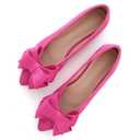SAILING LU Bow-Knot Ballet Flats Womens Pointy Toe Flat Shoes Suede Dress Shoes Wear to Work Slip-ons Loafers Moccasins Rose Size 8 (40)