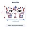 3 x 250th Anniversary Patriotic Face Temporary Tattoos for Women Kids Adults, 6 Sheets Waterproof 4th of July Face Tattoos Stickers with USA Flag Stars Eagle Fireworks Designs for Independence Day Party