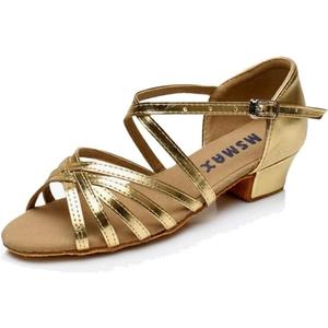 MSMAX Girls Latin Dance Shoe Low Heel Salsa Dancing Sandals for Women, 33