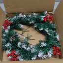 Christmas Wreath, 18in Outdoor Lighted Wreaths for Christmas, Front Door Christmas Wreaths with 30 LED, Pre-Lit Battery Powered Christmas Door Decorations with Pine Cones, Berry Clusters
