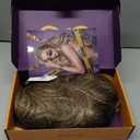 KOME Ombre Blonde Wigs with Bangs,Blonde Highlight Long Wavy Wig for Women,Long Curly Synthetic Hair Wig for Party Cosplay Daily Use 24IN