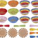 FREEBLOSS 12 Set Basket Weaving Kit Introductory Sewing for Beginners Creative Woven Bowl Suitable for Kids Arts and Crafts Projects with Video Tutorial Easter Basket Activities for Easter Eggs