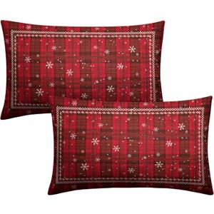 Christmas Checkered Lumbar Pillow Covers Red Black Xmas Buffalo Plaid Throw Pillow Covers 12x20 Set of 2 Winter Tartan Snowflakes Rectangular Pillow Case for Home Decor Couch Sofa